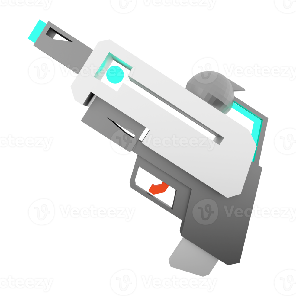 3d Rendern Laser- Gewehr von das Zukunft niedrig poly Symbol. 3d machen Raum Pistole, Zukunft Technologien Symbol. png