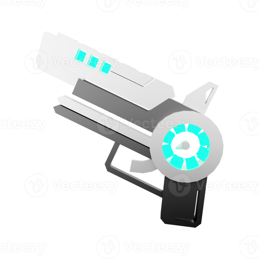 3d Rendern Raum Gewehr von Astronomie Sammlung niedrig poly Symbol. 3d machen Waffe von das Zukunft, erregt Symbol. png