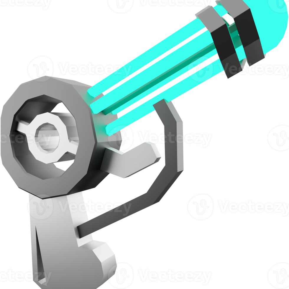 3d le rendu Jeu pistolet faible poly icône. 3d rendre galactique armes, inconnue les technologies icône. png