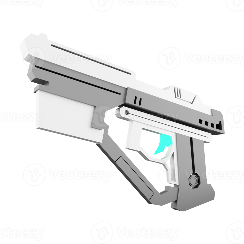 3d Rendern Raum Gewehr von Astronomie Sammlung niedrig poly Symbol. 3d machen Waffe von das Zukunft, erregt Symbol. png