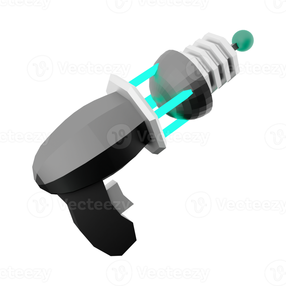 3d rendering Futuristic Sci-Fi Assault Pistol lowpoly icon. 3d render loading cannon with sight low poly icon. png
