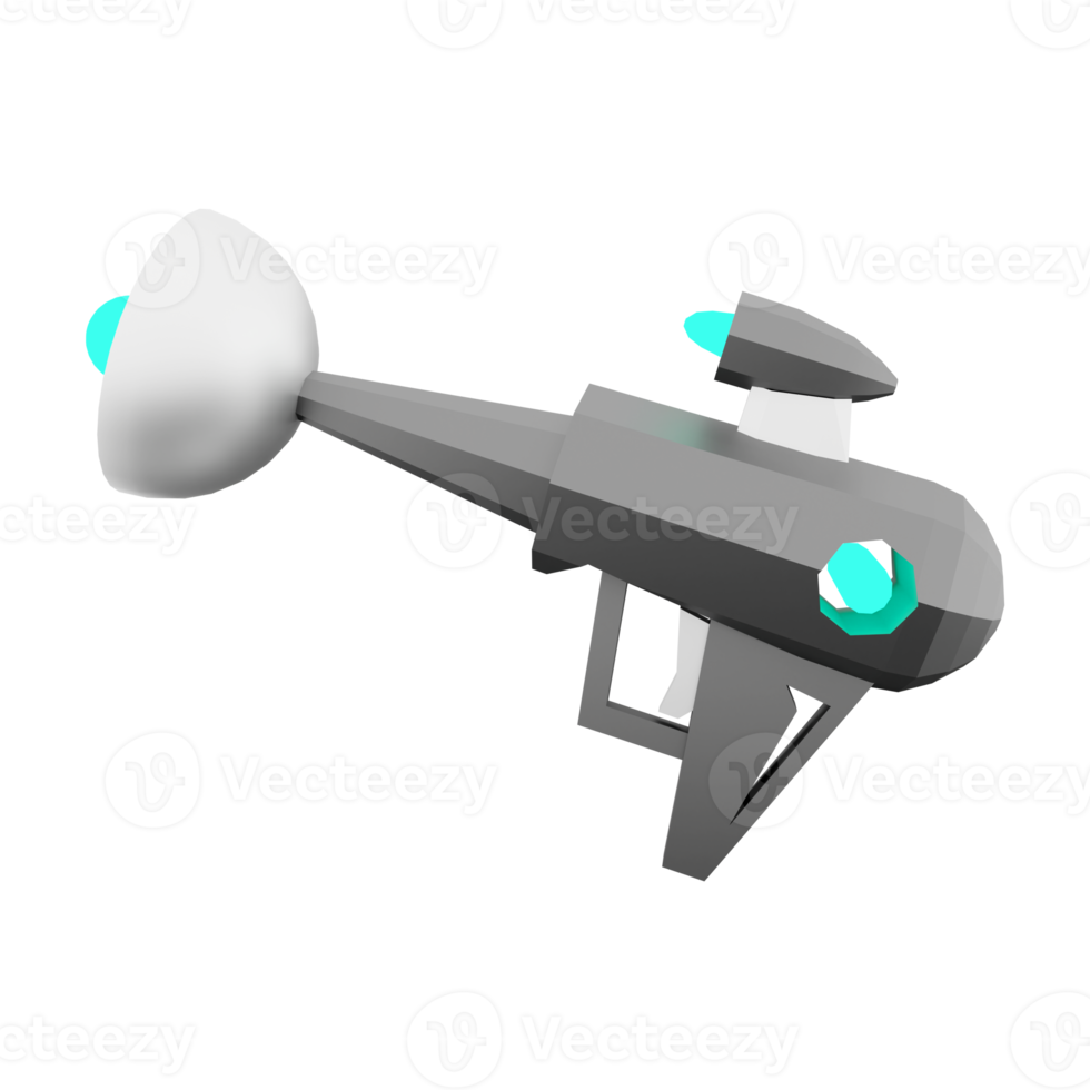 3d rendering fictional space gun, blaster as universe energized weapon low poly icon. 3d render science fiction blaster icon. png