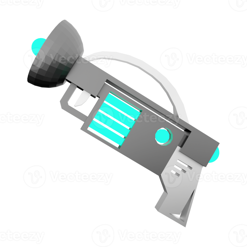 3d rendering ray gun low poly icon. 3d render sci-fi small beam weapon icon. png