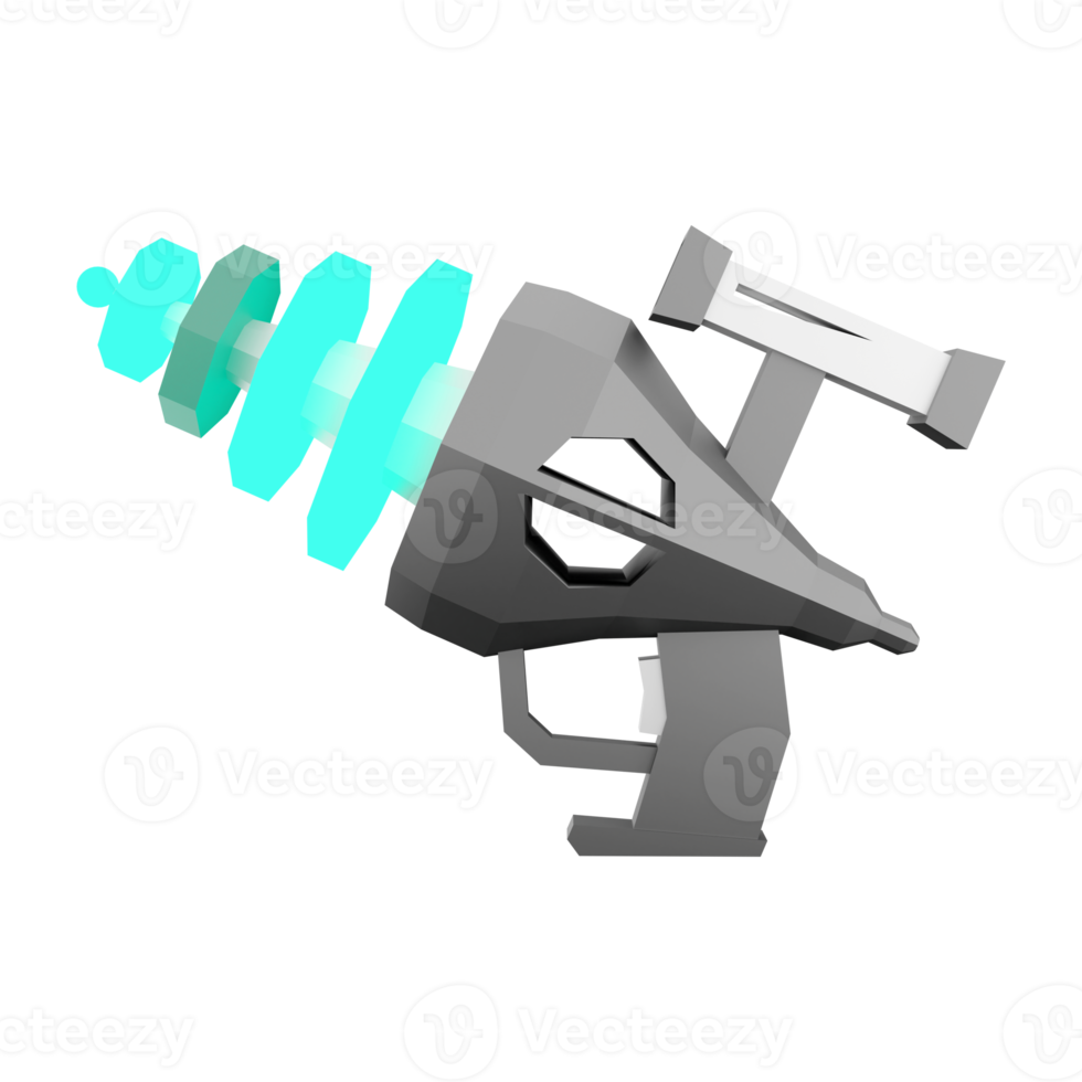 3d rendering Futuristic Sci-Fi Assault Pistol lowpoly icon. 3d render loading cannon with sight low poly icon. png