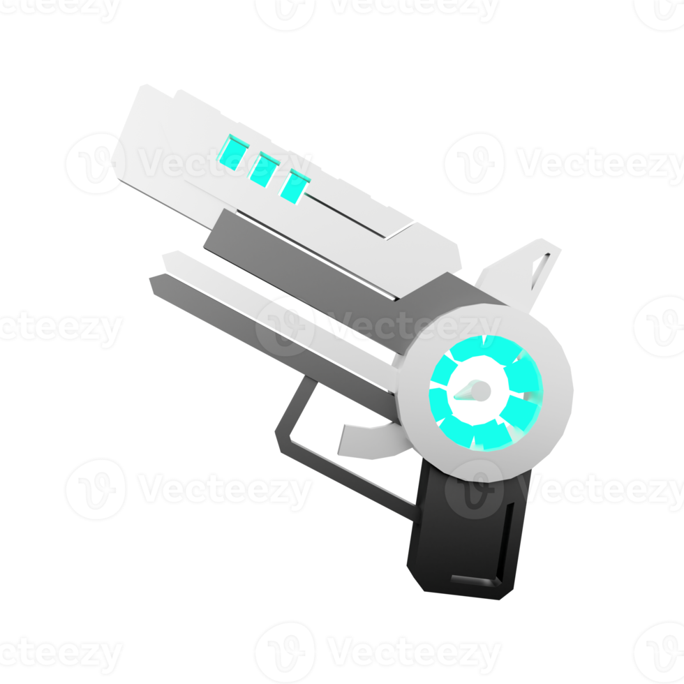 3d interpretazione spazio pistola a partire dal astronomia collezione Basso poli icona. 3d rendere arma di il futuro, eccitato icona. png