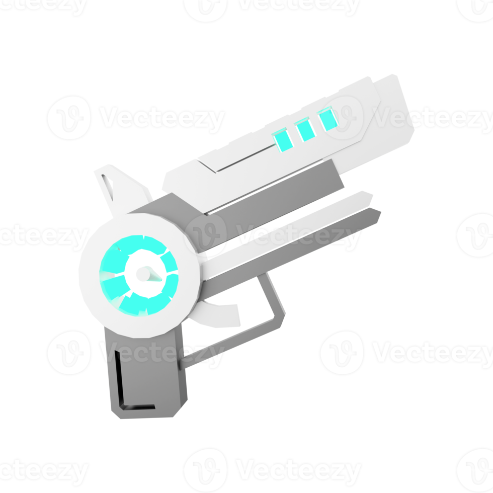 3d Rendern Raum Gewehr von Astronomie Sammlung niedrig poly Symbol. 3d machen Waffe von das Zukunft, erregt Symbol. png