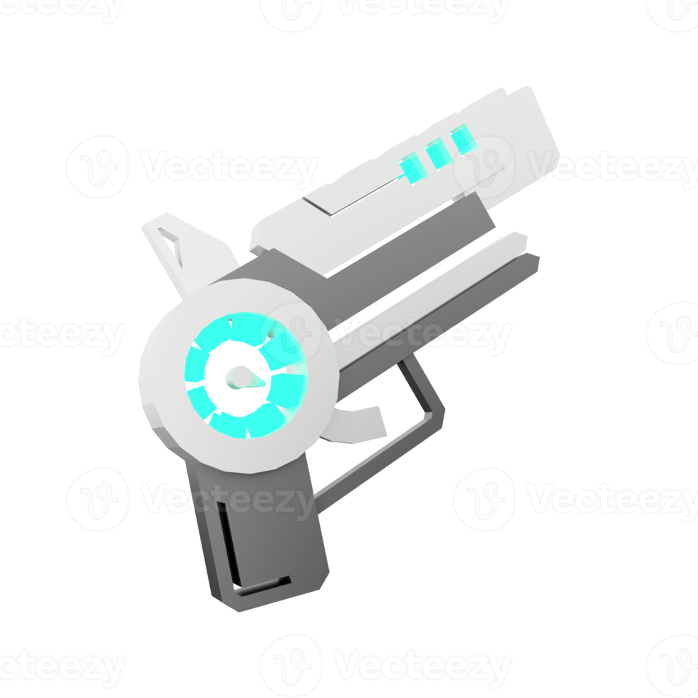 3d le rendu espace pistolet de astronomie collection faible poly icône. 3d rendre arme de le avenir, excité icône. png