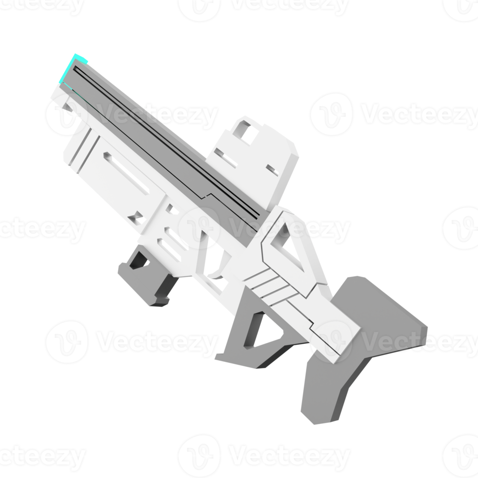 3d interpretazione spazio blaster, laser pistola, futuristico alieno arma Basso poli icona. 3d rendere cartone animato futuro braccio, Lazer e plasma pistola icona. png