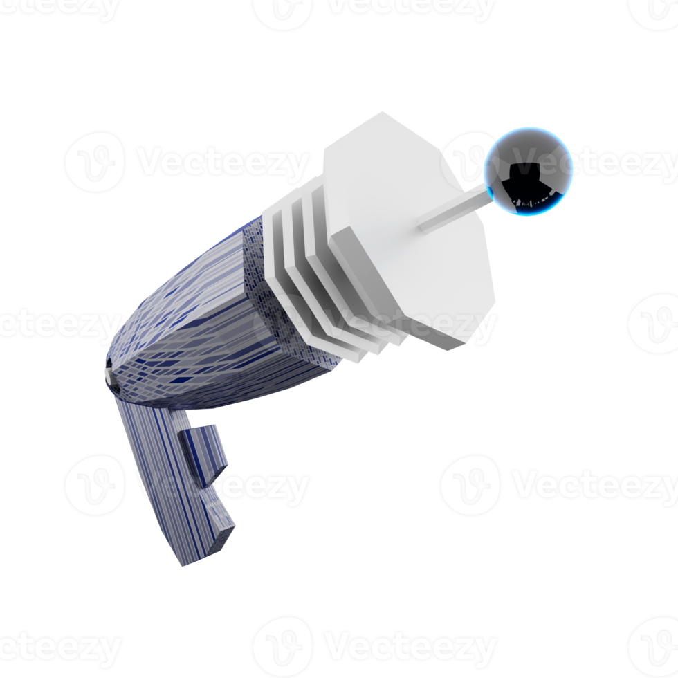 3d interpretazione spazio pistola a partire dal astronomia collezione Basso poli icona. 3d rendere arma di il futuro, eccitato icona. png