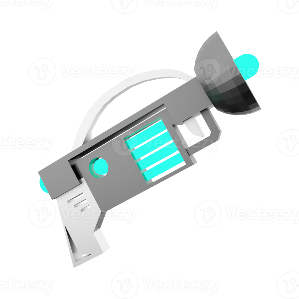 3d tolkning stråle pistol låg poly ikon. 3d framställa sci-fi små stråle vapen ikon. png