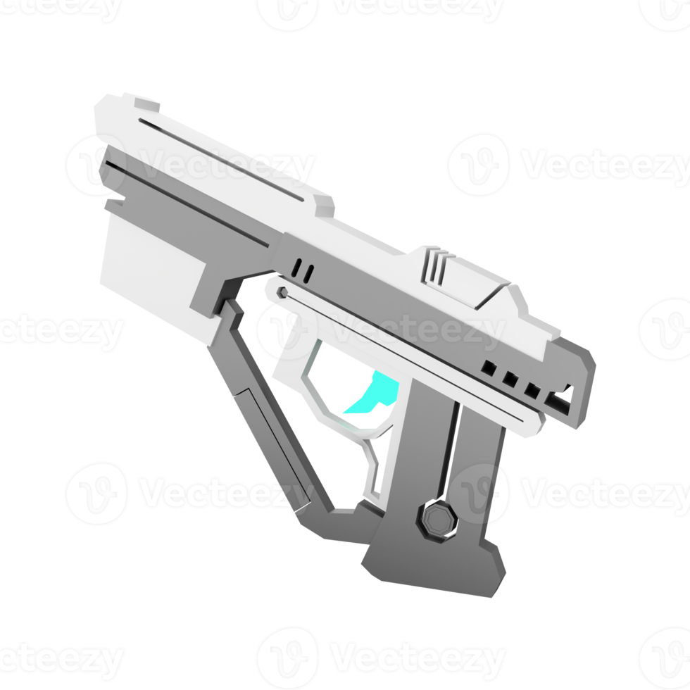 3d interpretazione spazio pistola a partire dal astronomia collezione Basso poli icona. 3d rendere arma di il futuro, eccitato icona. png