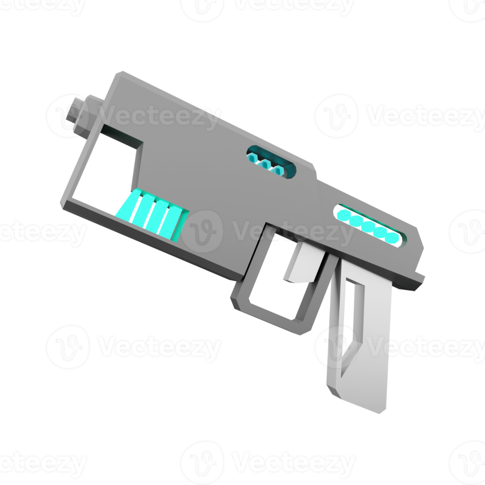 3d tolkning stråle pistol låg poly ikon. 3d framställa sci-fi små stråle vapen ikon. png