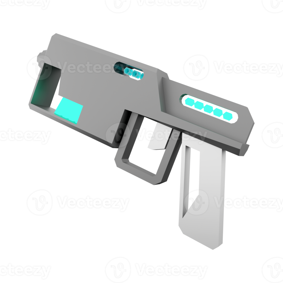 3d interpretazione raggio pistola Basso poli icona. 3d rendere fantascienza piccolo fascio arma icona. png