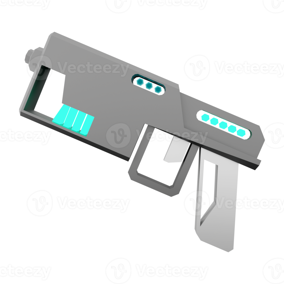 3d representación rayo pistola bajo escuela politécnica icono. 3d hacer ciencia ficción pequeño haz arma icono. png