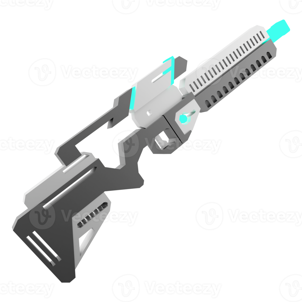 3d tolkning tecknad serie retro Plats blaster ikon. 3d framställa laser vapen låg poly, framtid vapen ikon. png