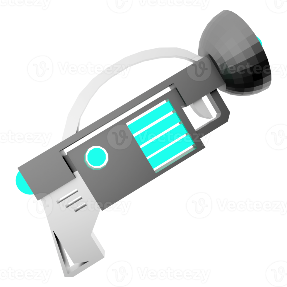 3d le rendu rayon pistolet faible poly icône. 3d rendre science-fiction petit faisceau arme icône. png