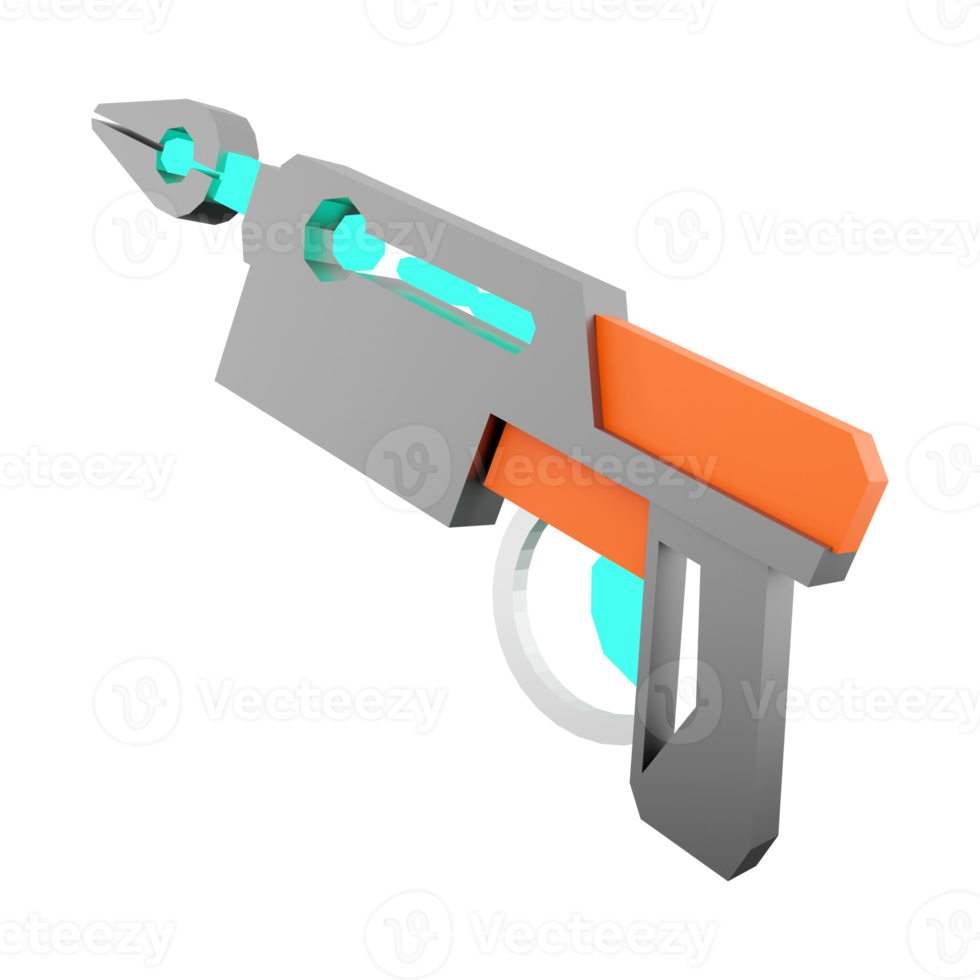 3d rendering Pump SG Blaster low poly icon. 3d render futuristic gun detailed with Blue Colors combination icon. png