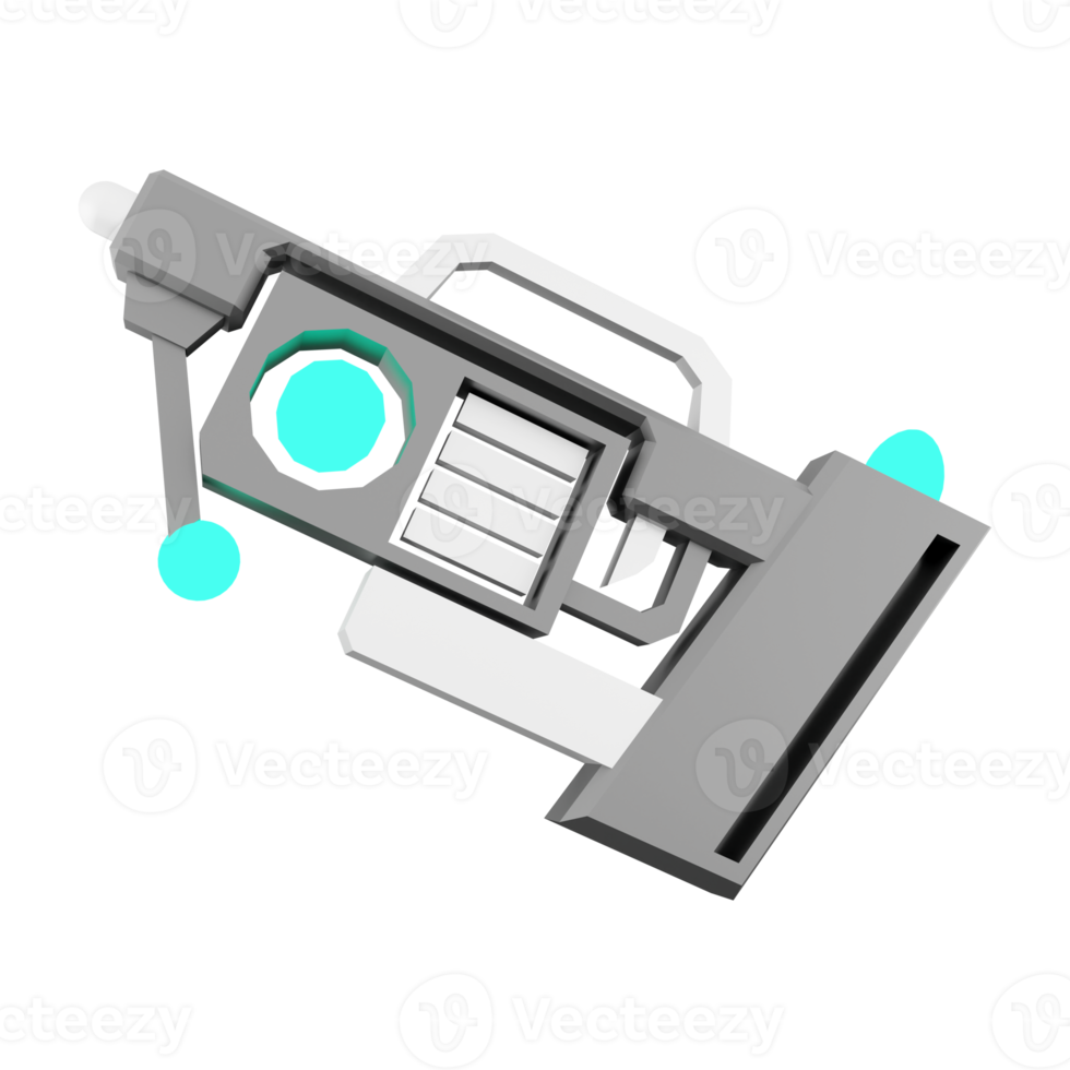 3d renderen spel pistool laag poly icoon. 3d geven galactisch wapens, onbekend technologieën icoon. png