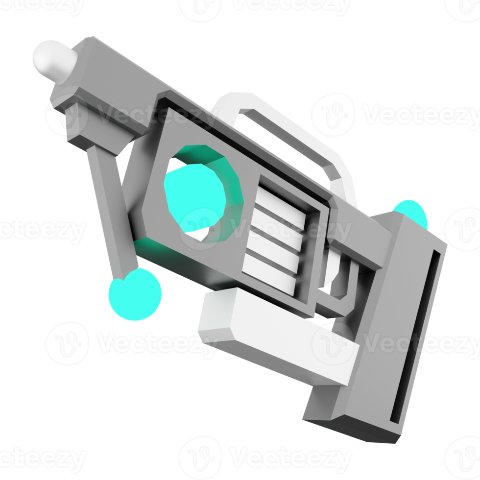 3d le rendu Jeu pistolet faible poly icône. 3d rendre galactique armes, inconnue les technologies icône. png