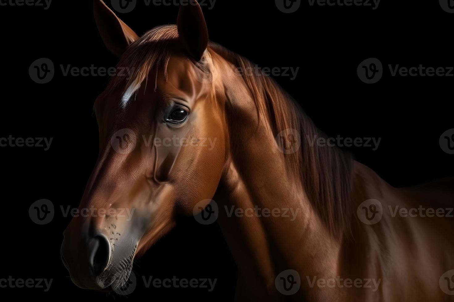 Brown horse on dark background photo