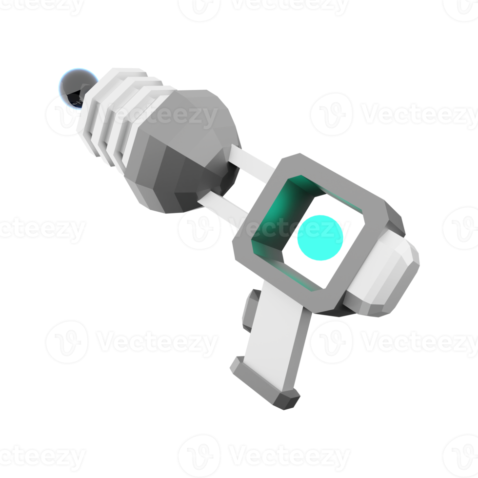 3d interpretazione gioco pistola Basso poli icona. 3d rendere galattico Armi, sconosciuto tecnologie icona. png