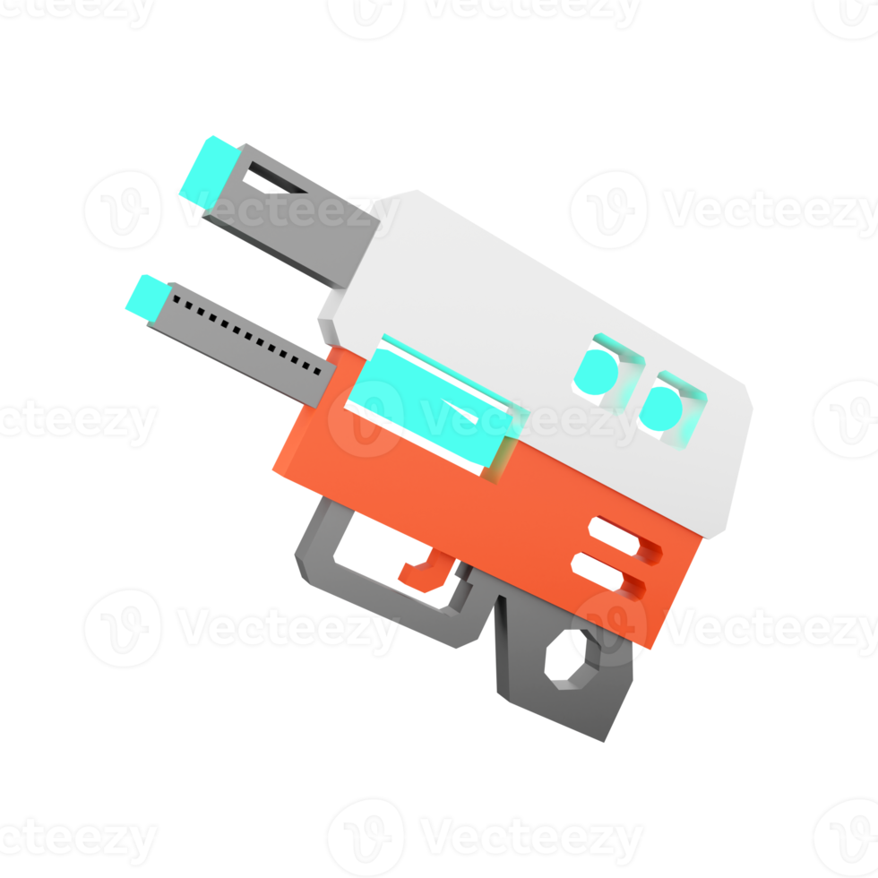 3d interpretazione laser pistola di il futuro Basso poli icona. 3d rendere spazio pistola, futuro tecnologie icona. png