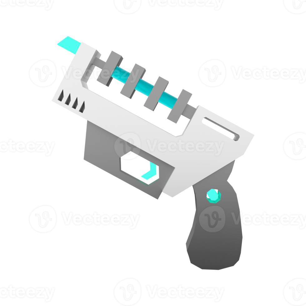 3d interpretazione laser pistola di il futuro Basso poli icona. 3d rendere spazio pistola, futuro tecnologie icona. png