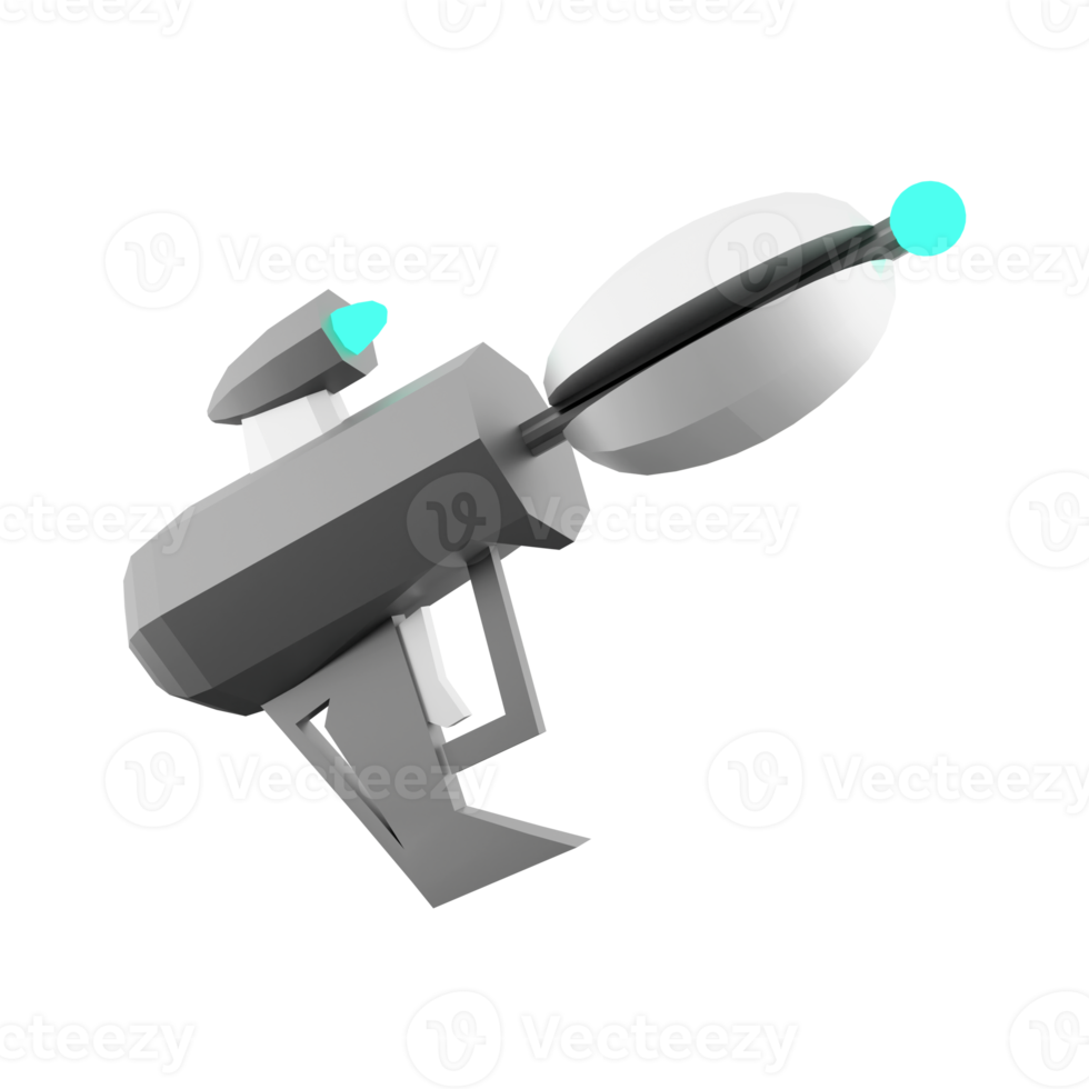 3d rendering Futuristic Sci-Fi Assault Pistol lowpoly icon. 3d render loading cannon with sight low poly icon. png