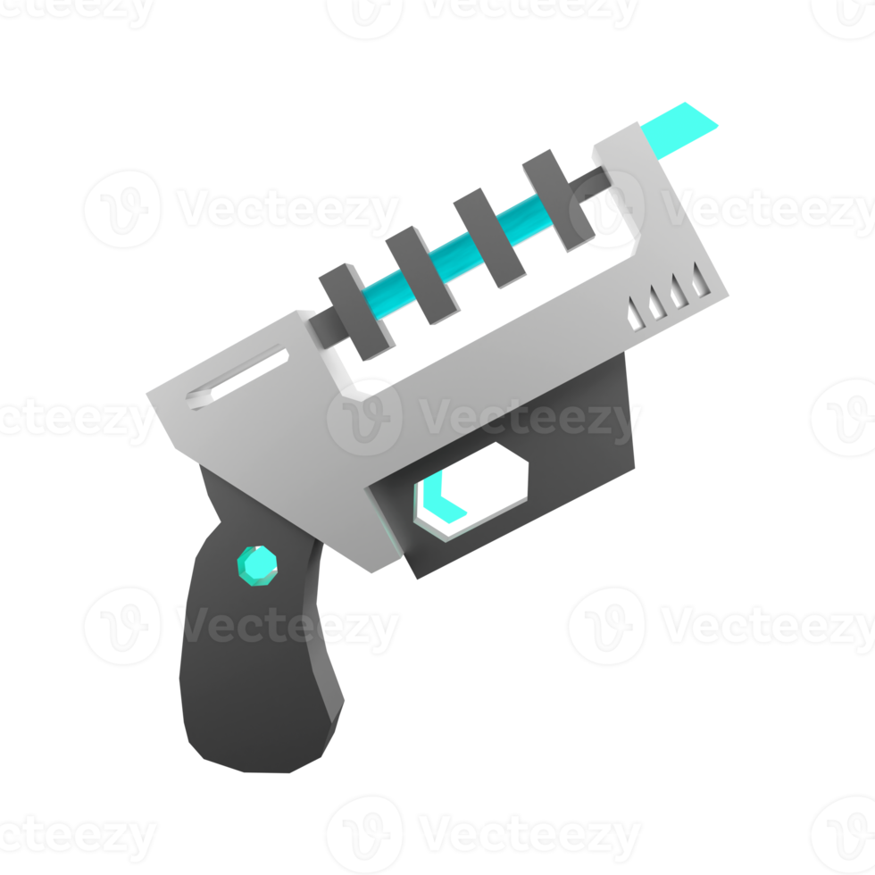 3d le rendu laser pistolet de le futur faible poly icône. 3d rendre espace pistolet, futur les technologies icône. png