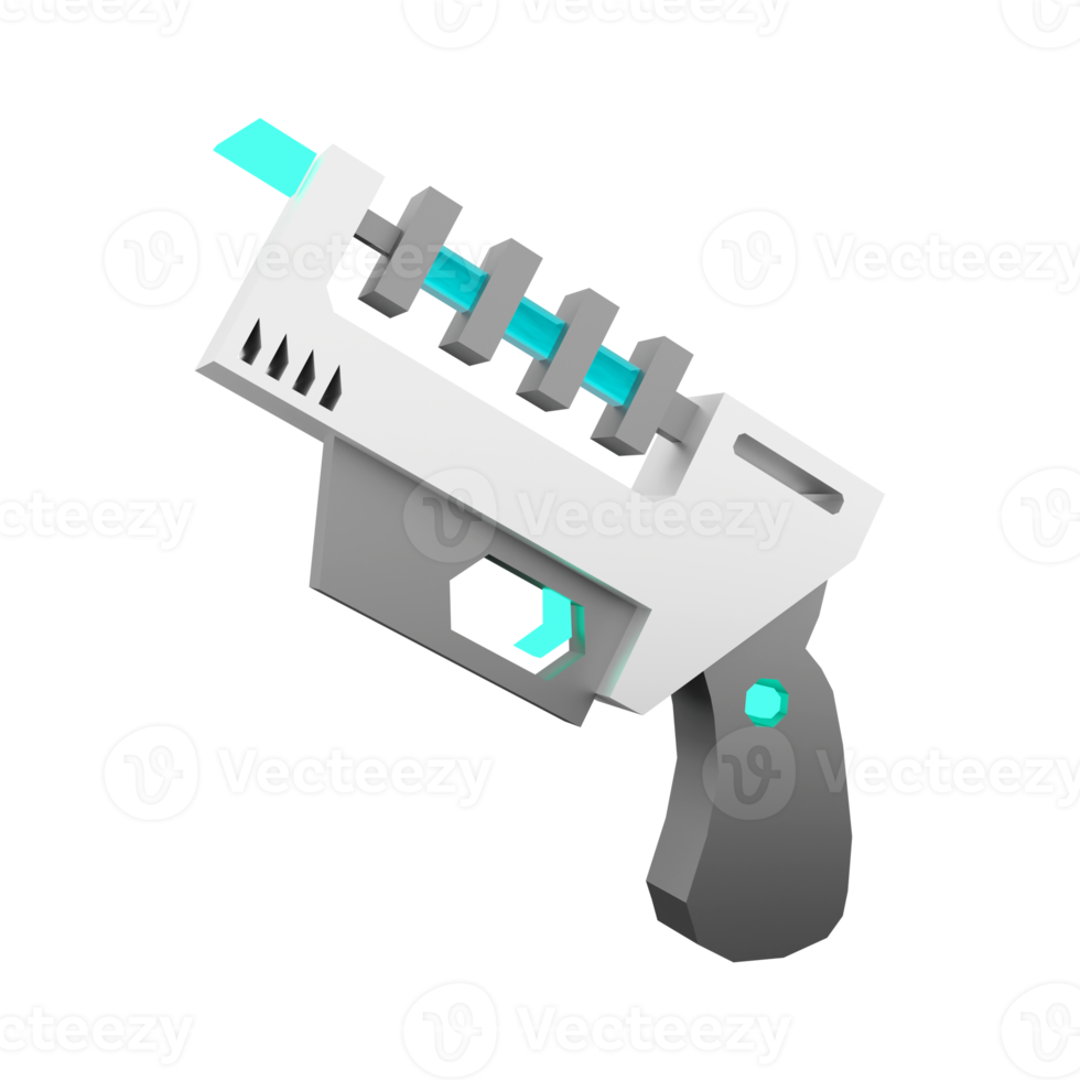 3d tolkning laser pistol av de framtida låg poly ikon. 3d framställa Plats pistol, framtida teknik ikon. png