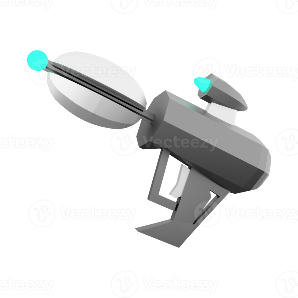 3d rendering Futuristic Sci-Fi Assault Pistol lowpoly icon. 3d render loading cannon with sight low poly icon. png