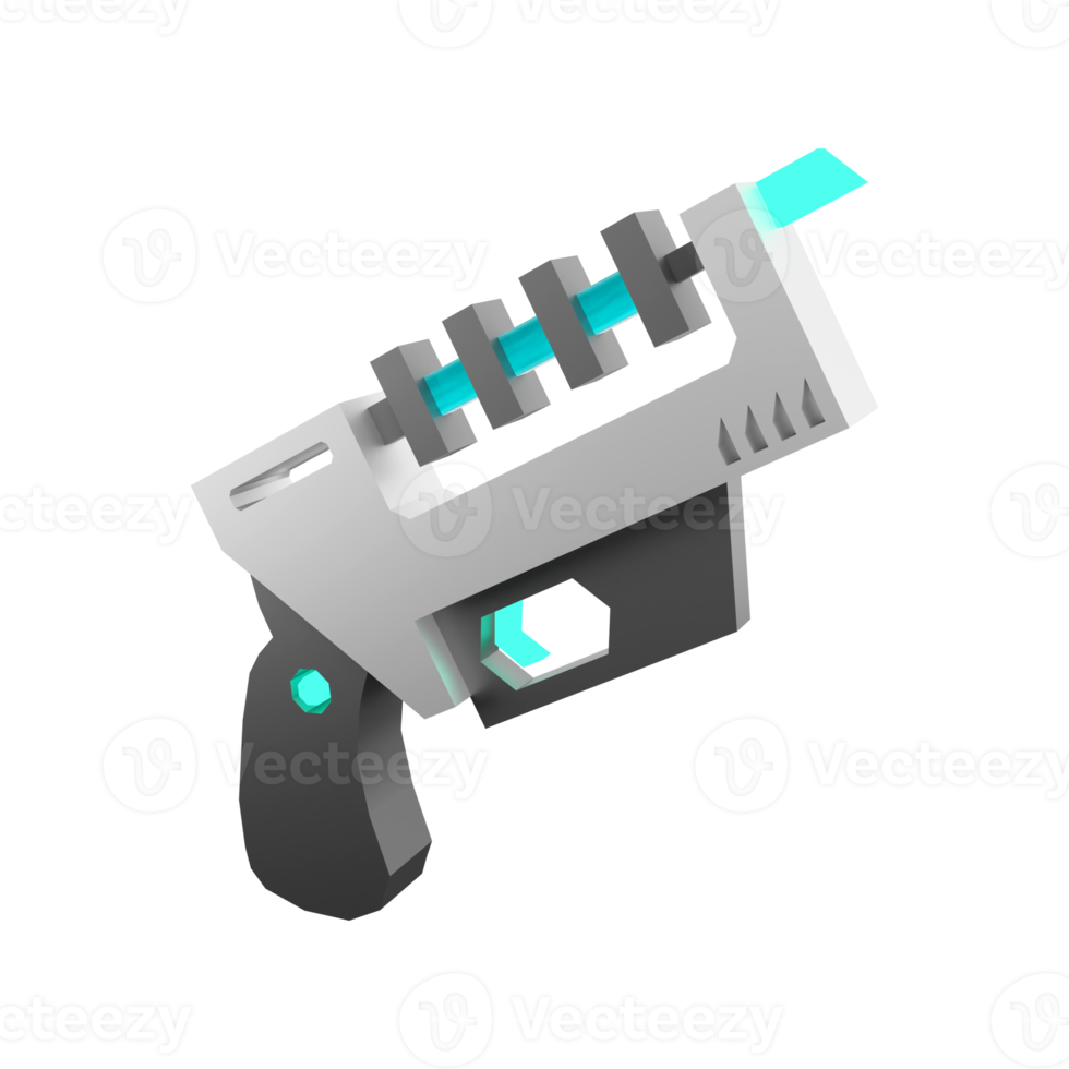 3d interpretazione laser pistola di il futuro Basso poli icona. 3d rendere spazio pistola, futuro tecnologie icona. png