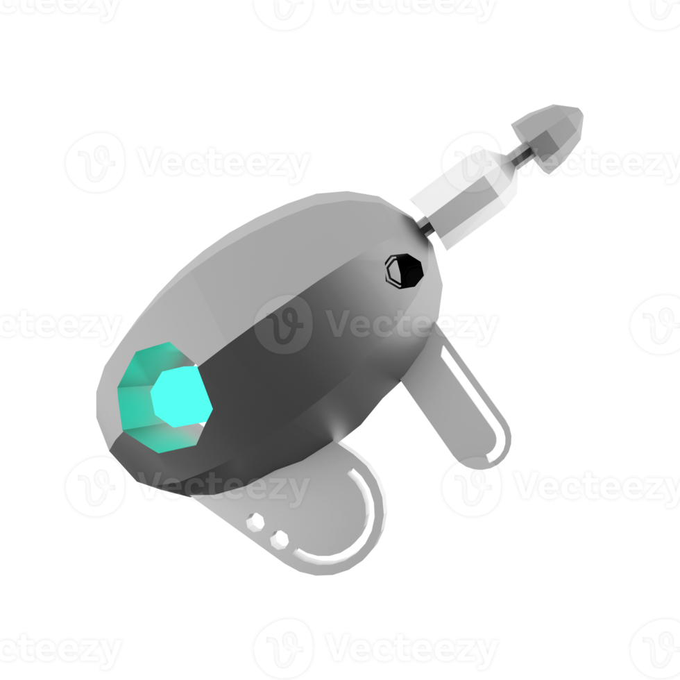 3d rendering Futuristic Sci-Fi Assault Pistol lowpoly icon. 3d render loading cannon with sight low poly icon. png