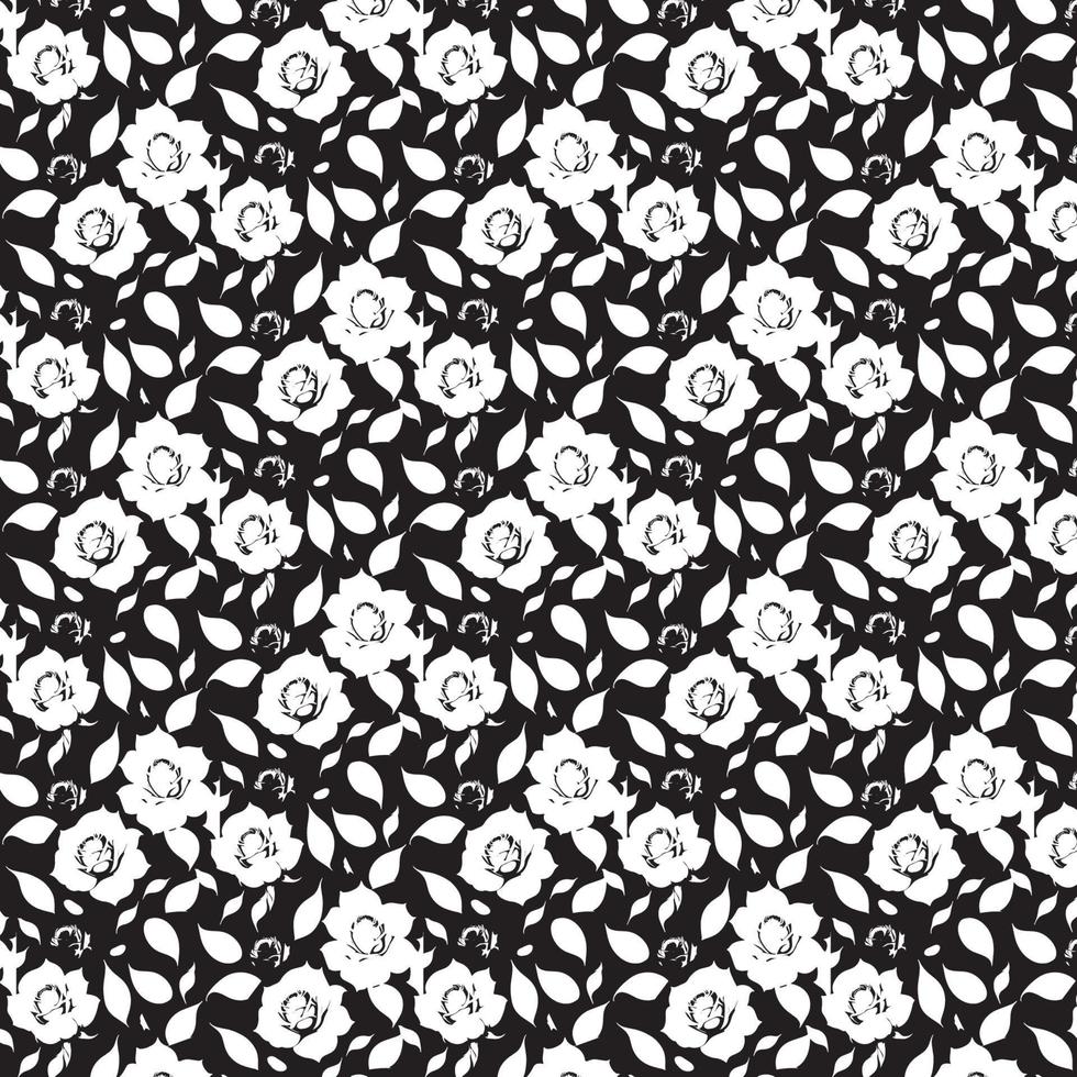 black and white flower Seamless pattern design. vector