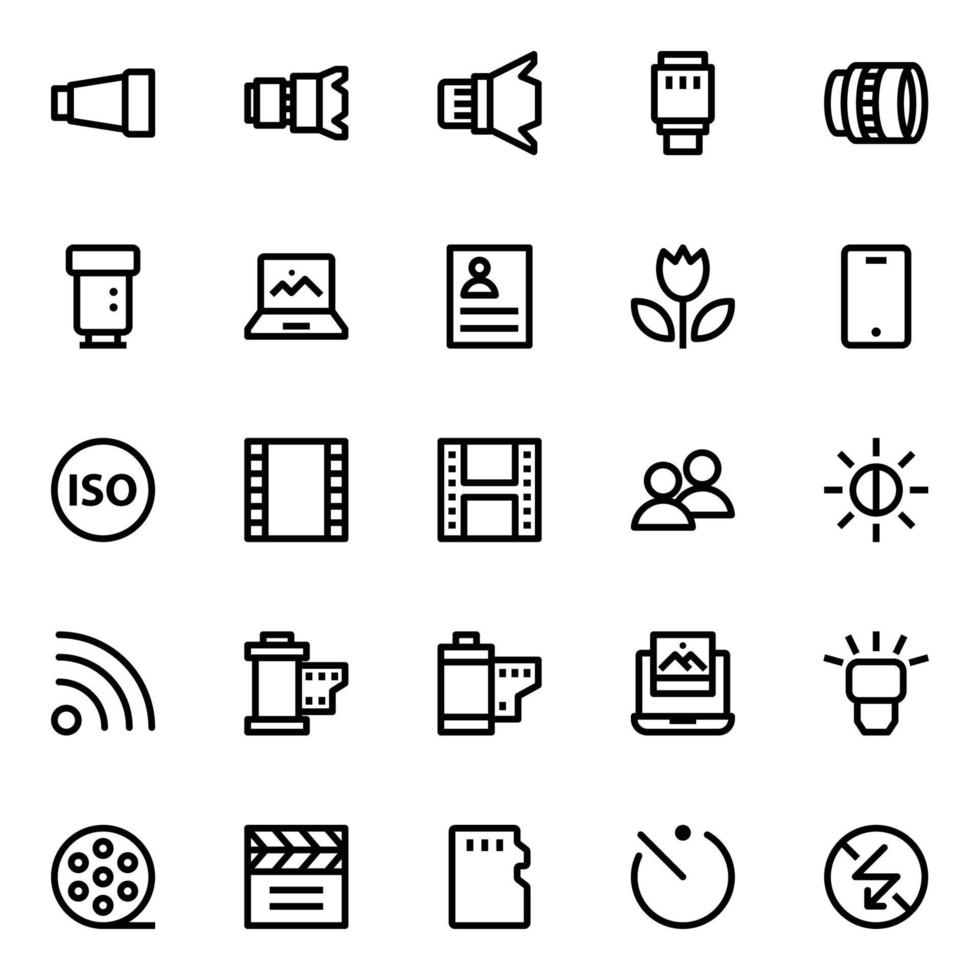 Outline icons for Photography. vector