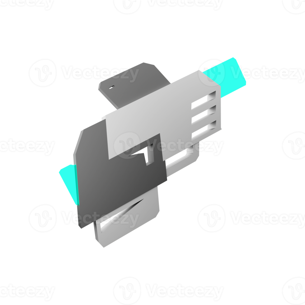 3d interpretazione futuristico arma, spazio blaster Basso poli icona. 3d rendere sci - fi fucili da caccia per tiro nel spazio icona. png