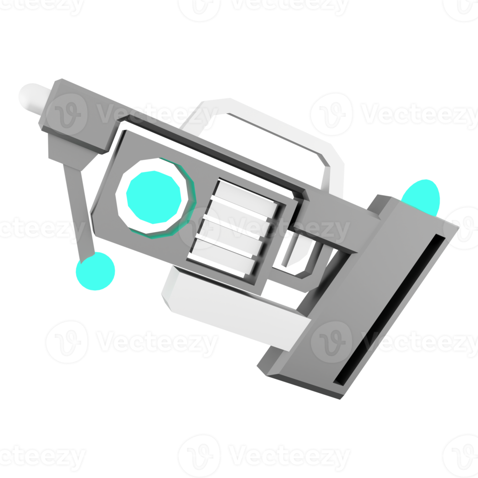 3d interpretazione gioco pistola Basso poli icona. 3d rendere galattico Armi, sconosciuto tecnologie icona. png