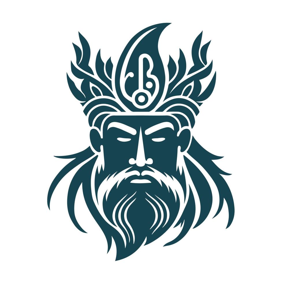 poderoso Poseidón con un algas marinas corona, largo barba, y Bigote. vector retrato de el Dios de el mares Perfecto para logo emblemas, insignias, mascotas, elaboración, sublimación.