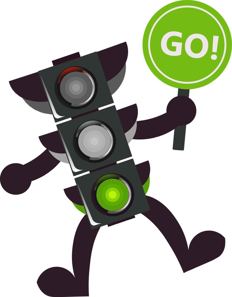 illustration of trafic light cartoon with traffic sign go sign vector