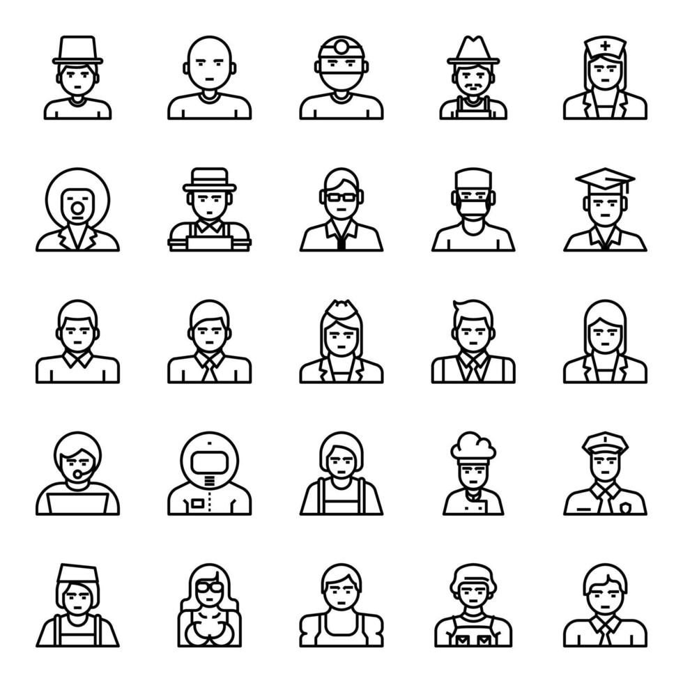 Outline icons for Professions. vector