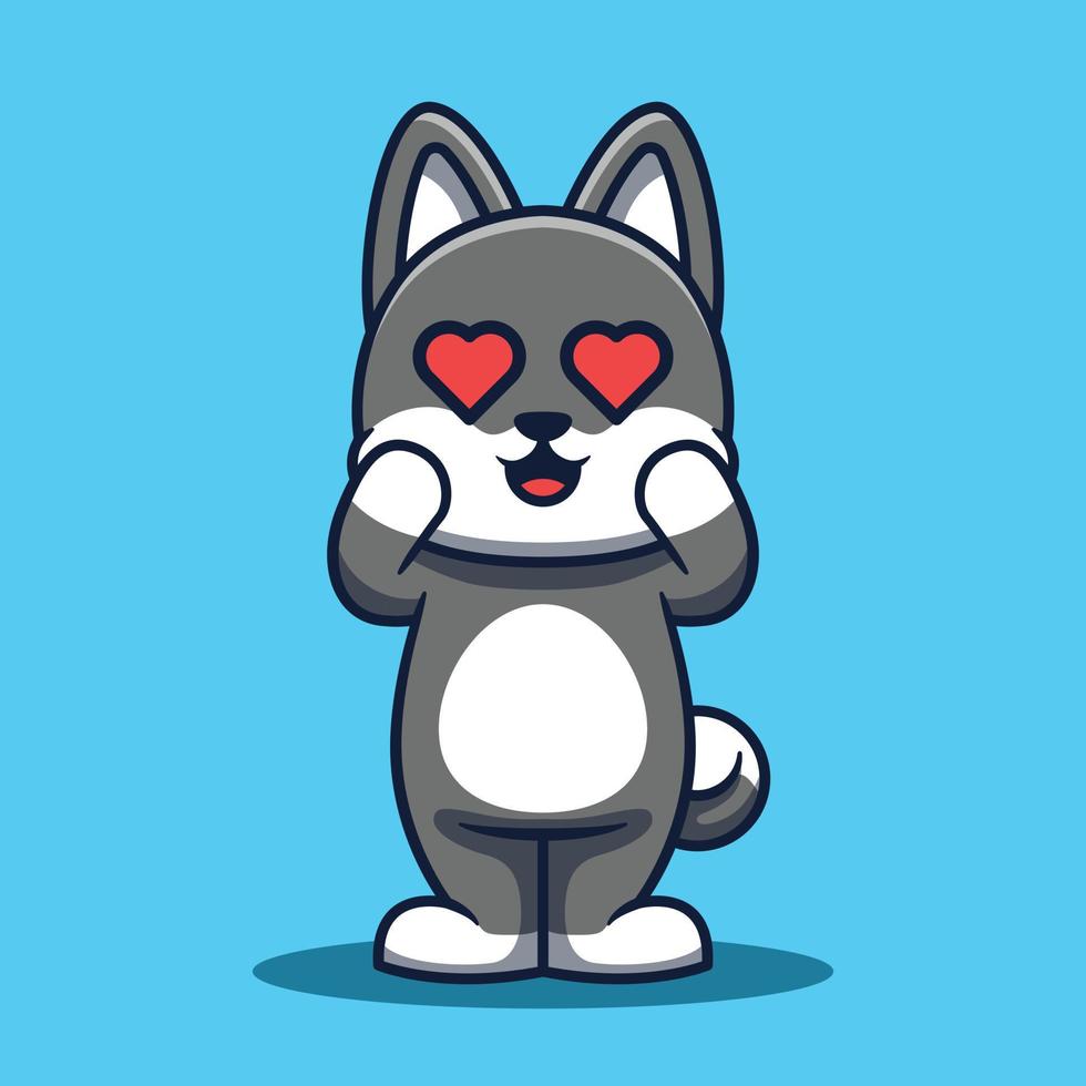 Cute dog character fall in love vector cartoon illustration