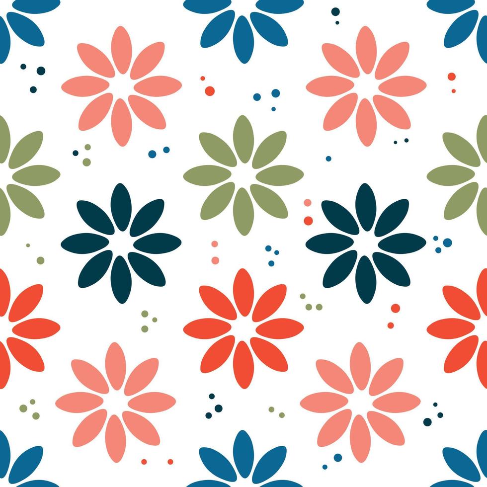 Summer bright seamless pattern with abstract flowers vector