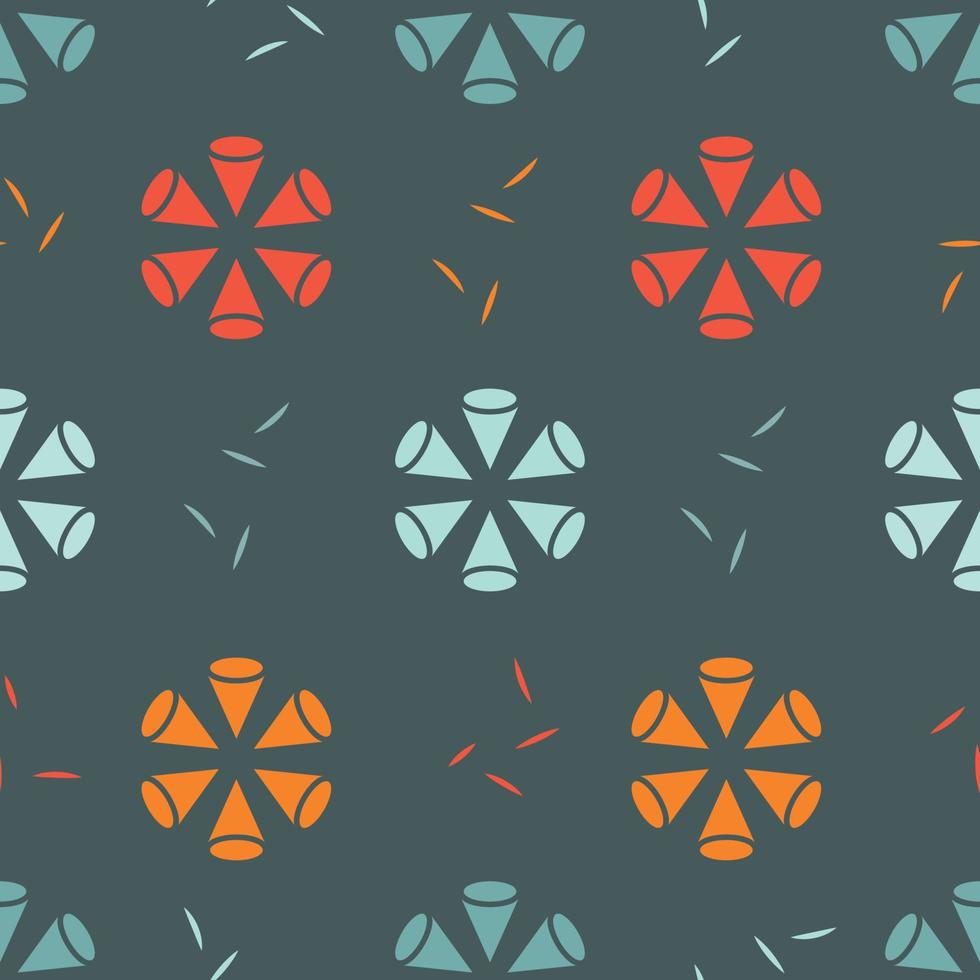 Summer bright seamless pattern with abstract geometric flowers vector