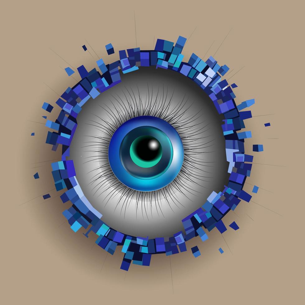 eye in abstract art style, cubic style for poster, banner or background, vector illustration