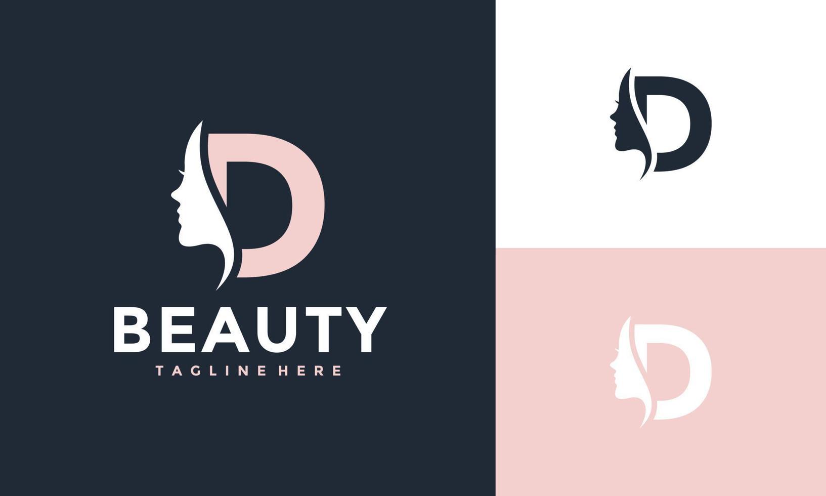 inicial re belleza cara logo vector