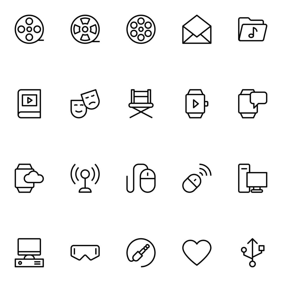 Outline icons for Multimedia. vector