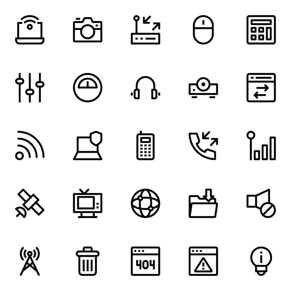 Outline icons for Network technology. vector