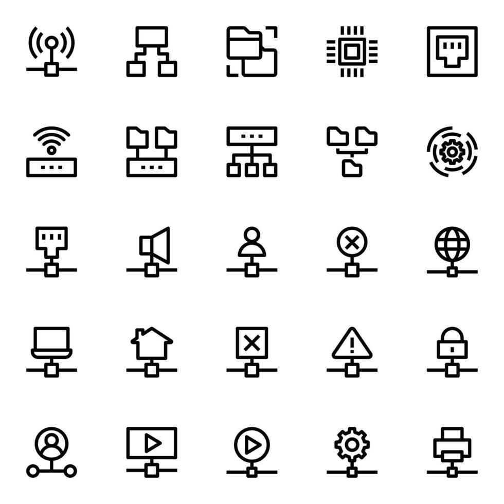 Outline icons for Network technology. vector