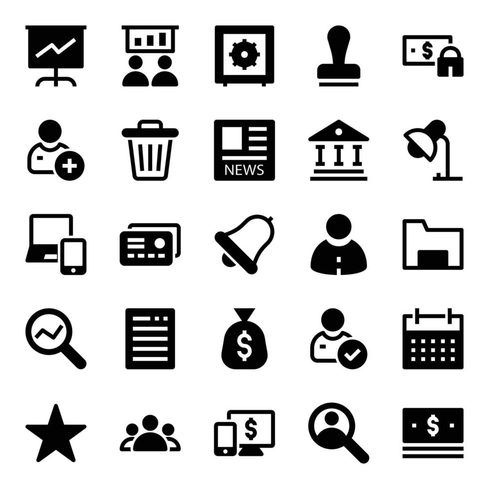 Glyph icons for Office and business. vector