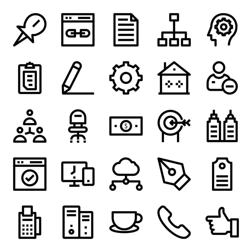 Outline icons for Office and business. vector